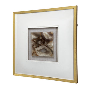 English Elm 23.6X23.6" Stunning Agate Shadow Box Wall Art - Elegant Metallic Frame & Unique Natural Texture W2078P318302