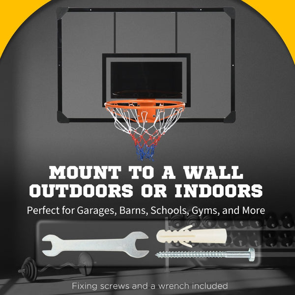 English Elm Soozier Wall Mount Basketball Hoop Shatterproof Backboard Steel Rim Outdoor Indoor W2225P200460