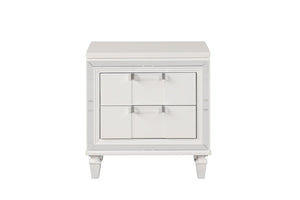 English Elm Genoa Art Deco Nightstand with Embossed Drawer Fronts Mirror Trim and Chrome Acrylic Pulls B078P497939