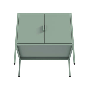 English Elm Ava Steel Accent Cabinet 24" — Contemporary Metal Storage with Adjustable Shelf, Slim Minimalist Design Sage Green B365P397880