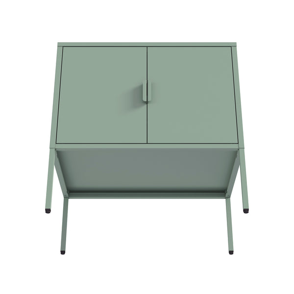 English Elm Ava Steel Accent Cabinet 24" — Contemporary Metal Storage with Adjustable Shelf, Slim Minimalist Design Sage Green B365P397880