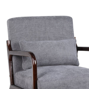English Elm Mid Century Modern Accent Armchair Rubberwood Frame Lumbar Pillow Living Room Seat W2989P426381