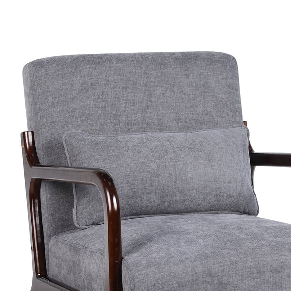 English Elm Mid Century Modern Accent Armchair Rubberwood Frame Lumbar Pillow Living Room Seat W2989P426381