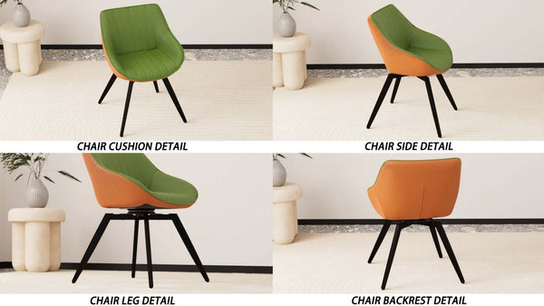 English Elm A set of 4 dining chairs featuring ergonomic PU upholstery, sturdy black metal legs and modern flair Green W2189S00745