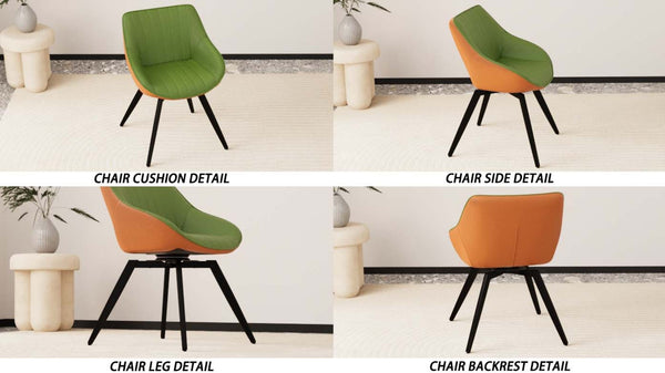 English Elm A Set of 4 Mid-century Pu Leather Dining Chairs with Powder-coated Black Metal Legs W2189S00272