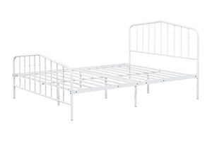 English Elm Contemporary Full-Size Metal Bed Frame with Minimalist Design, Lightweight, Foundation-Free Ease White 27 L x 58 W x 5 H B2741P364406