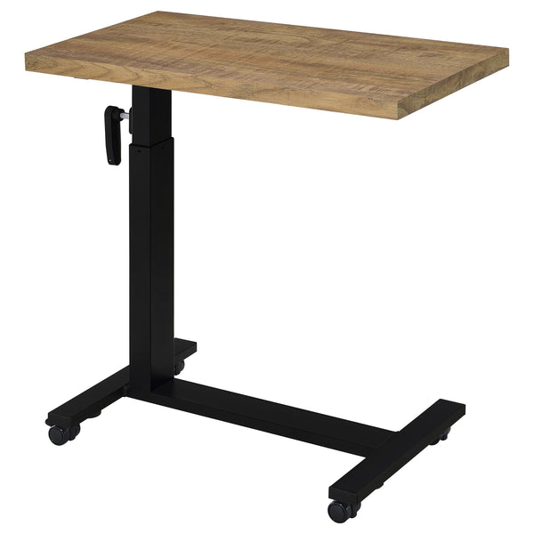 English Elm Geary Mango Height-Adjustable Mobile C-Table with Hand Crank, Locking Casters, Slim C-Base for Bedside Use B062P375562