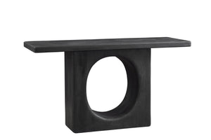 Basset Mirror Compass Console Table - Rustic Modern Design In Black Mango Wood With Distressed Finish Charm Black Solid Wood 2899-400b-t