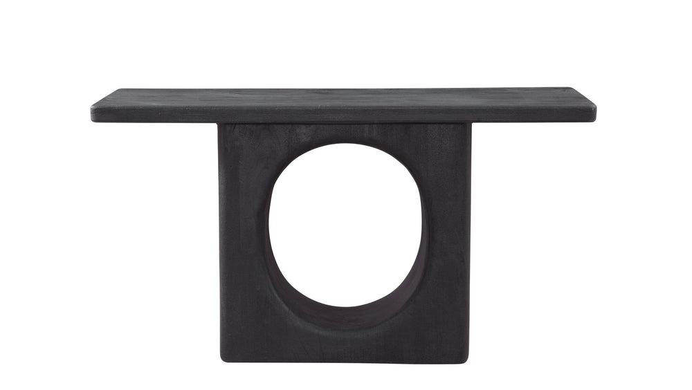 Basset Mirror Compass Console Table - Rustic Modern Design In Black Mango Wood With Distressed Finish Charm Black Solid Wood 2899-400b-t