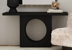 Basset Mirror Compass Console Table - Rustic Modern Design In Black Mango Wood With Distressed Finish Charm Black Solid Wood 2899-400b-t