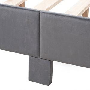 English Elm Contemporary Full Bedroom Set Channel Tufted Upholstered Bed with Led and Nightstands Dark Gray B2741S00778