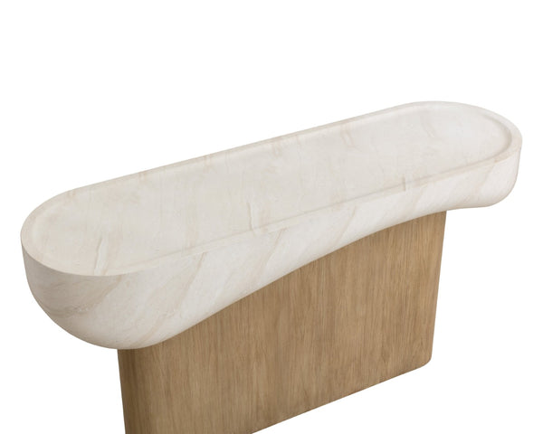 Sunpan ORESTE Console Table - Sculptural Design with Concrete Finish, Versatile for Indoor & Outdoor Spaces 112215