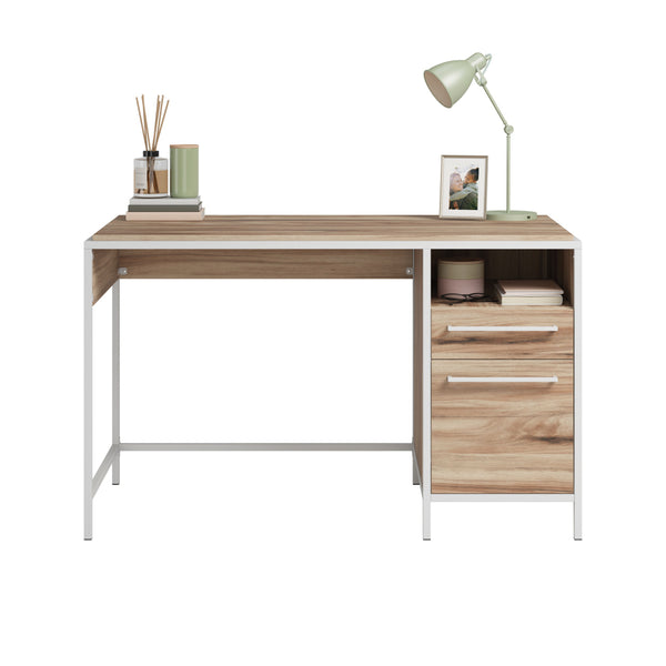 English Elm Desk, Stylish Brown Finish Desk For Home Office - Compact Design With Storage & Ample Workspace B356P367964