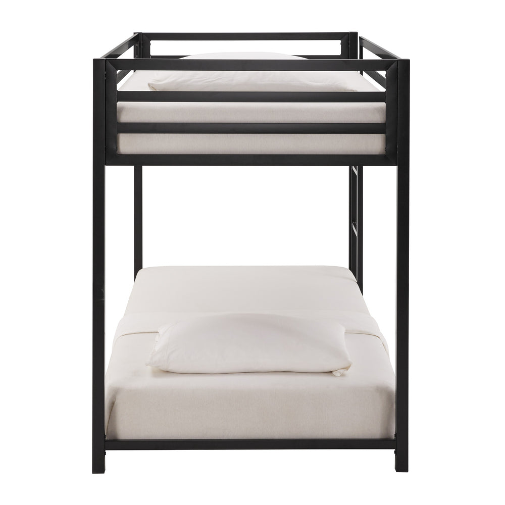 Homelegance Iron Bunk Bed with Safety Guard Rails for Kids and Teens Shared Bedrooms Black 77.6W x 41.3D x 54"H 289T-1BK