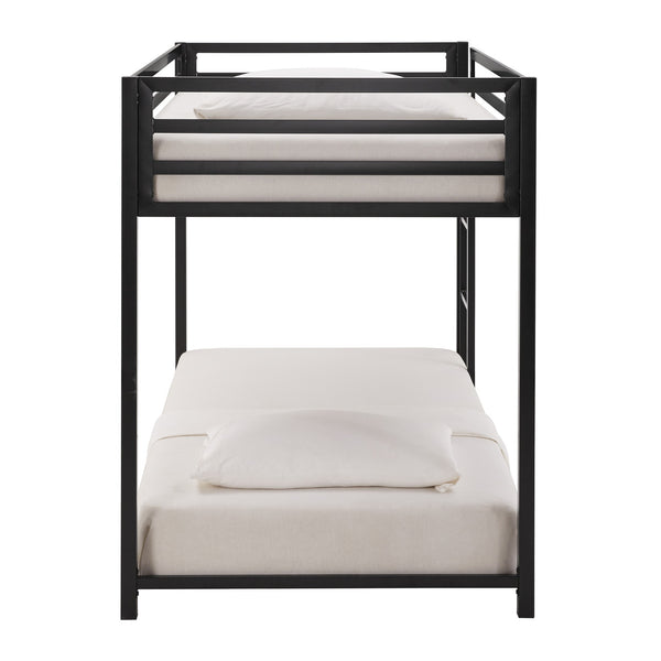 Homelegance Iron Bunk Bed with Safety Guard Rails for Kids and Teens Shared Bedrooms Black 77.6W x 41.3D x 54"H 289T-1BK
