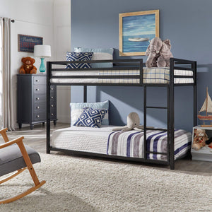Iron Bunk Bed with Safety Guard Rails for Kids and Teens Shared Bedrooms