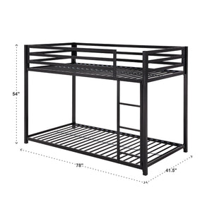 Iron Bunk Bed with Safety Guard Rails for Kids and Teens Shared Bedrooms
