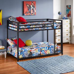 Iron Bunk Bed with Safety Guard Rails for Kids and Teens Shared Bedrooms
