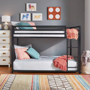 Iron Bunk Bed with Safety Guard Rails for Kids and Teens Shared Bedrooms