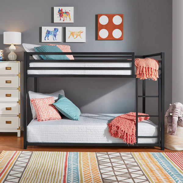 Iron Bunk Bed with Safety Guard Rails for Kids and Teens Shared Bedrooms