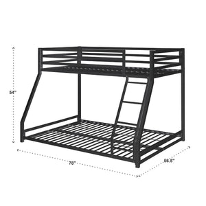 Iron Bunk Bed with Safety Guard Rails for Kids and Teens Shared Bedrooms