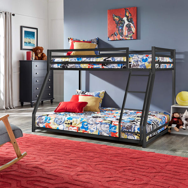 Iron Bunk Bed with Safety Guard Rails for Kids and Teens Shared Bedrooms
