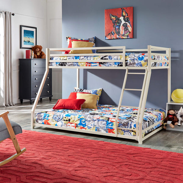 Iron Bunk Bed with Safety Guard Rails for Kids and Teens Shared Bedrooms