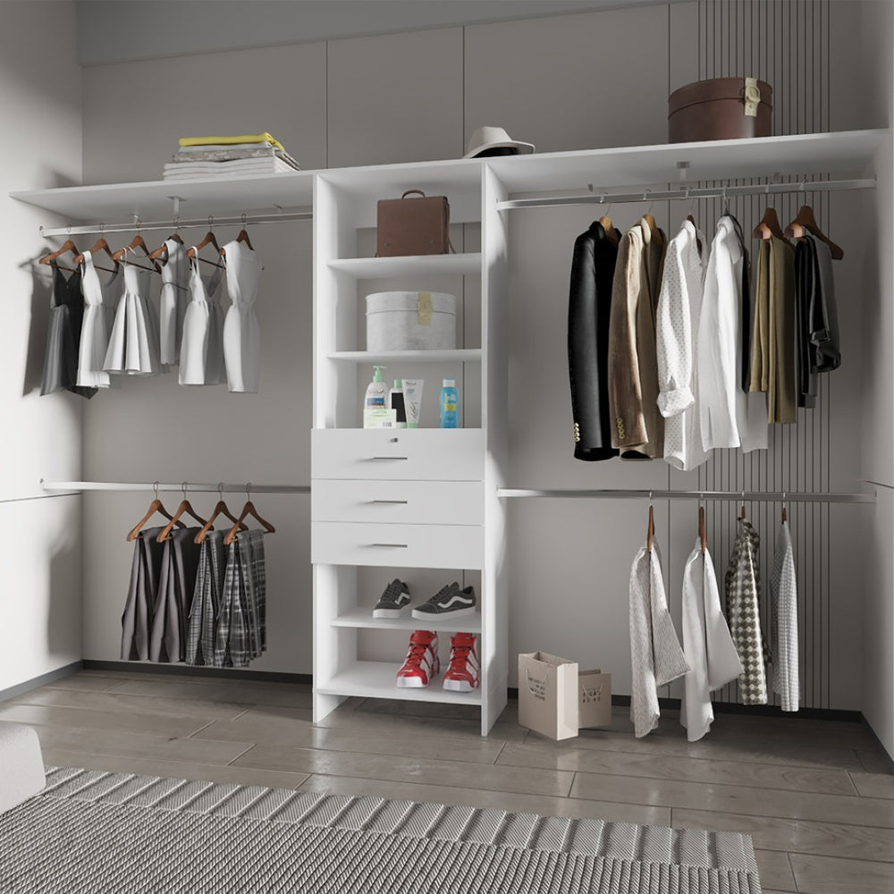 English Elm Taos Modular Closet Organization System Wide Wall Storage for Bedroom Wardrobe White B092S00284