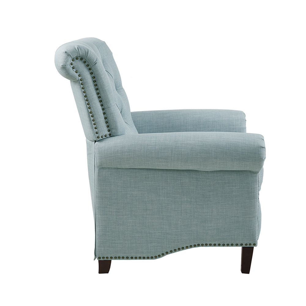 JLA Home Madison Park - Upholstered Aidan Manual Push Back Recliner — Compact 3-Position Tufted Chair with Nailhead Trim, Cordless Comfort MP103-1269