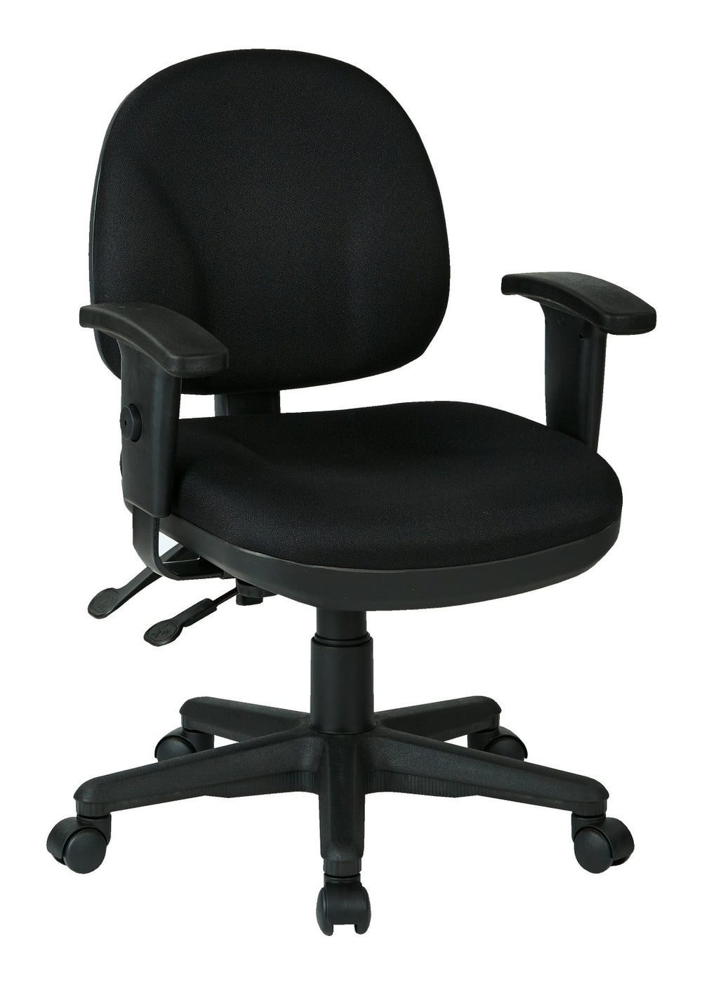 OSP Home Furnishings Sculptured Ergonomic Office Chair with Lumbar Support and Adjustable Arms for Long Days Black 8180-231