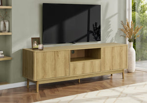 English Elm Tv Stand 72 Inch Media Console Laminate Finish Solid Wood Legs Cable Management Storage B2710P461911