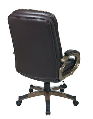 OSP Home Furnishings Executive High Back Bonded Leather Office Chair with Lumbar Support and Ergonomic Tilt Control ECH83501-EC1