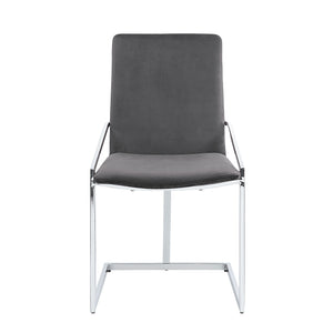 English Elm Zlatan Gray Velvet Side Chair Set of 2 — Plush 4" Foam Cushions, Openwork Back, Chrome Legs, 220lb Capacity B2726P343789