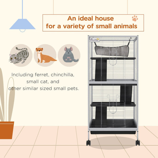 English Elm Pawhut Double Stacked Aviary Steel Bird Cage with Rolling Casters for Small Birds W2225P173733