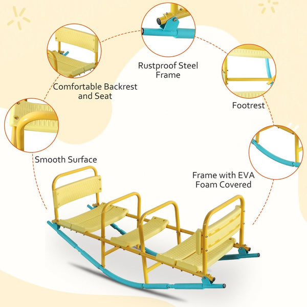 English Elm Kindergarten Triple Seat Seesaw Steel Frame Eva Foam Outdoor Playground Rocker W1408P280673
