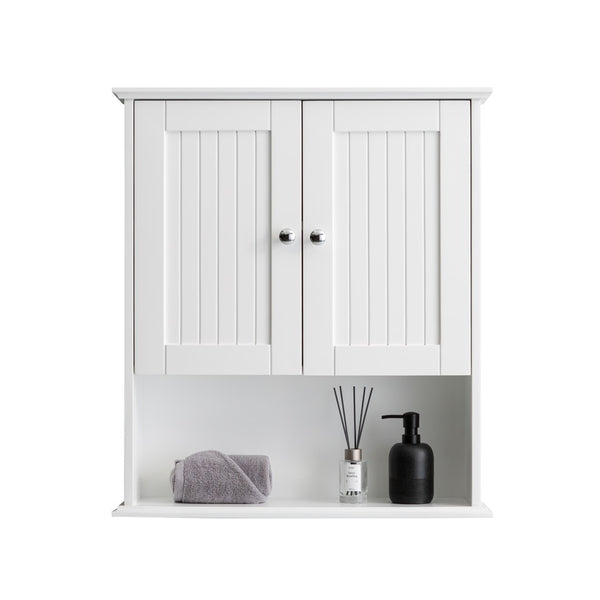 English Elm Upgraded Wall Mounted Bathroom Cabinet Mdf Over Toilet Storage with Soft Close Doors White T3785P356589