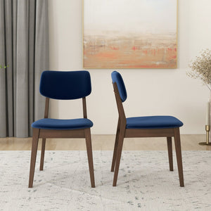 English Elm Carlos Mid-century Velvet Dining Chairs Split Back Wood Legs Set of Two B183P231032