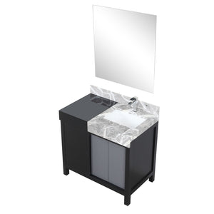 English Elm Black Contemporary Bathroom Vanity Set With Castle Grey Marble Top, Chrome Faucet & 30" Mirror B2731S01350