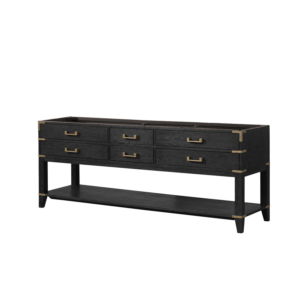 English Elm Black Oak Double Bath Vanity 84 in W x 22 in D – Solid Wood Frame, Soft-Close Drawers, Ample Storage, Fully Assembled B2731P261068