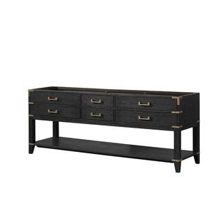 English Elm Black Oak Double Bath Vanity 84 in W x 22 in D – Solid Wood Frame, Soft-Close Drawers, Ample Storage, Fully Assembled B2731P261068