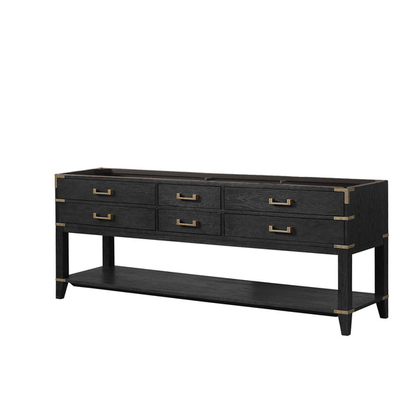 English Elm Black Oak Double Bath Vanity 84 in W x 22 in D – Solid Wood Frame, Soft-Close Drawers, Ample Storage, Fully Assembled B2731P261068