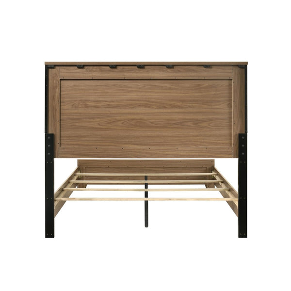 English Elm Simple Recessed Panel Twin Bed Frame Rubberwood Build Warm Chestnut Transitional Bedroom B2741S00871