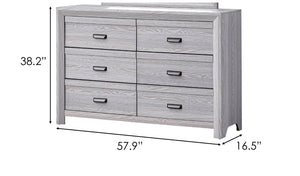 English Elm 1pc Five-Drawer Driftwood Chest with Cup Handles Rustic Wooden Bedroom Storage Tower, 31.1x16.5x47.5" Gray 60.5 L x 19 W x 41 H B011P234753