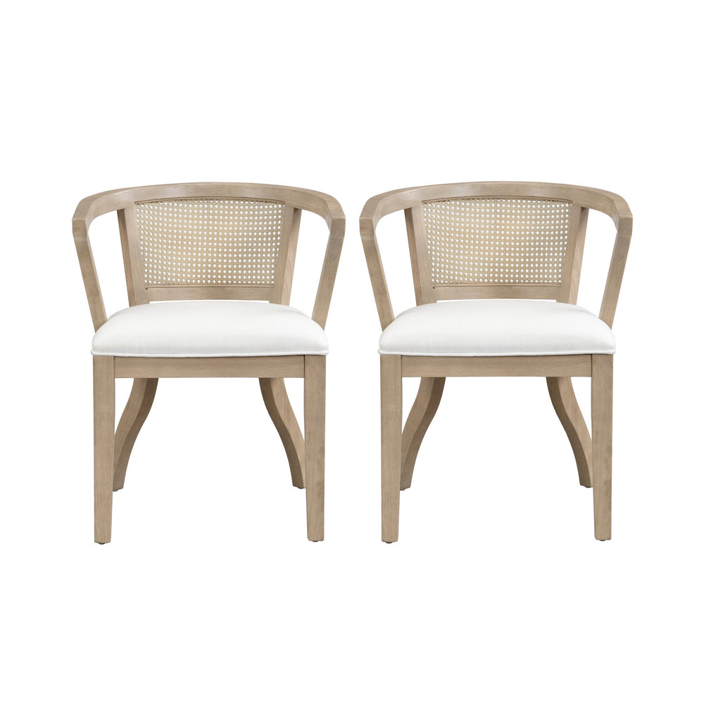 English Elm Christopher Knight Home® - Dining Armchairs Set Of 2 - Elegant Cream Upholstered Chairs With Cane Back For Stylish Comfort N771P290371A