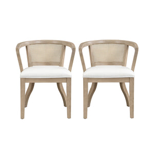 English Elm Christopher Knight Home® - Dining Armchairs Set Of 2 - Elegant Cream Upholstered Chairs With Cane Back For Stylish Comfort N771P290371A