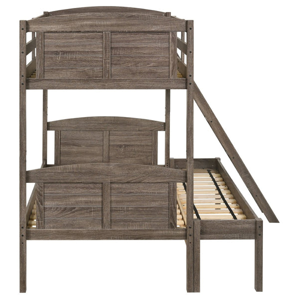 English Elm Wiley Rustic Weathered Brown Twin-Over-Full Bunk Bed With Ladder - Perfect For Cozy Spaces B062S00983-GIGA