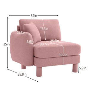 English Elm Lucas Boucle Upholstered Sofa Curved Arms Cylindrical Legs Modern Living Room Accent Pink W3041P337415