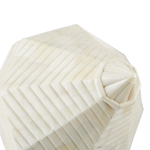 Pavi Bone Prism Set of 2 - Artisanal White Sculptures with Unique Shell Shape for Home Decor