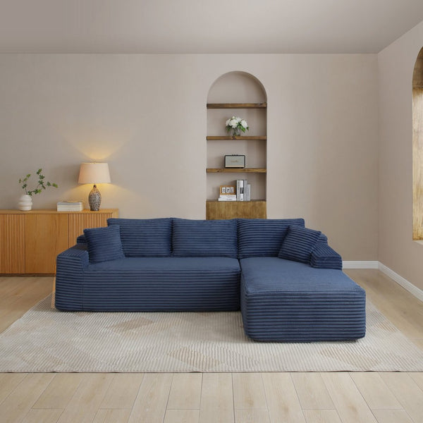 English Elm 105'' Modular Cloud Sectional Corduroy Deep Seat L-shape Couch for Living Room W1117S00414