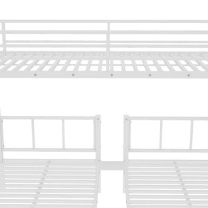 English Elm Twin Triple Bunk Bed Metal L-shaped Frame Sleeps Three Kids White Finish W1580S00567